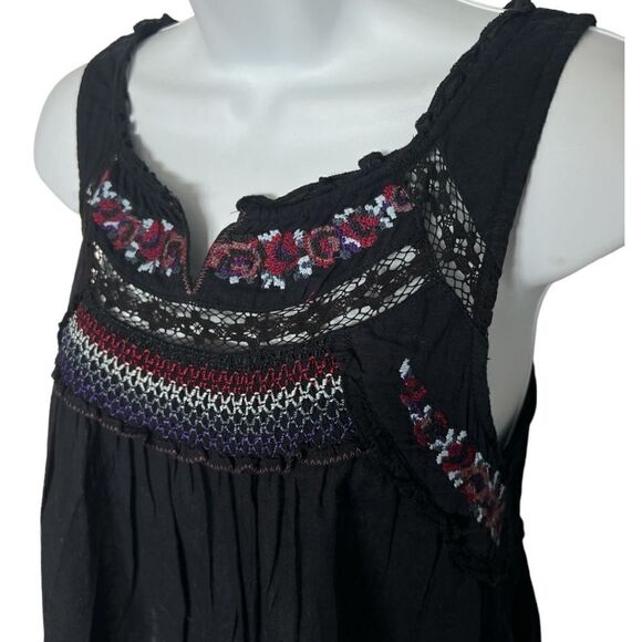 FREE PEOPLE Floral Embroidery Beaded Tan Top Size S - Picture 5 of 8